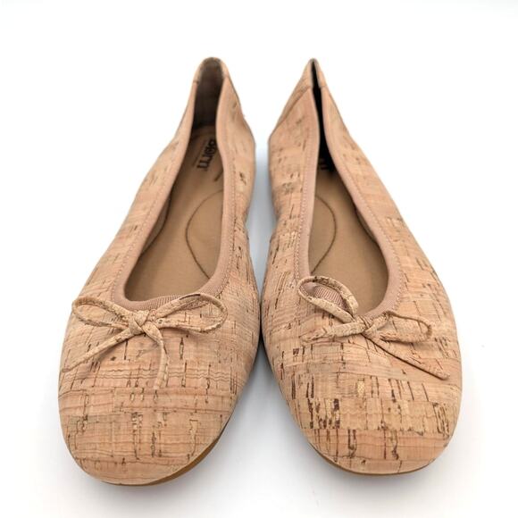 Born Brin Classic Ballet Flat Bow Top Women's Natural Cork Size US7.5M EU38 - Picture 2 of 9